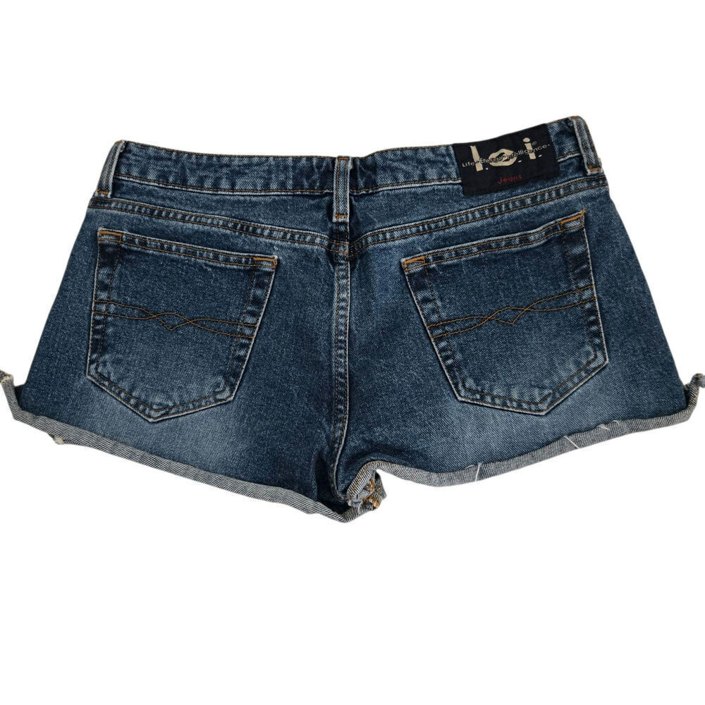 Vintage L.E.I. Jean Shorts Daisy Dukes Size 11 – High Rise Cutoff Retro - Picture 2 of 6